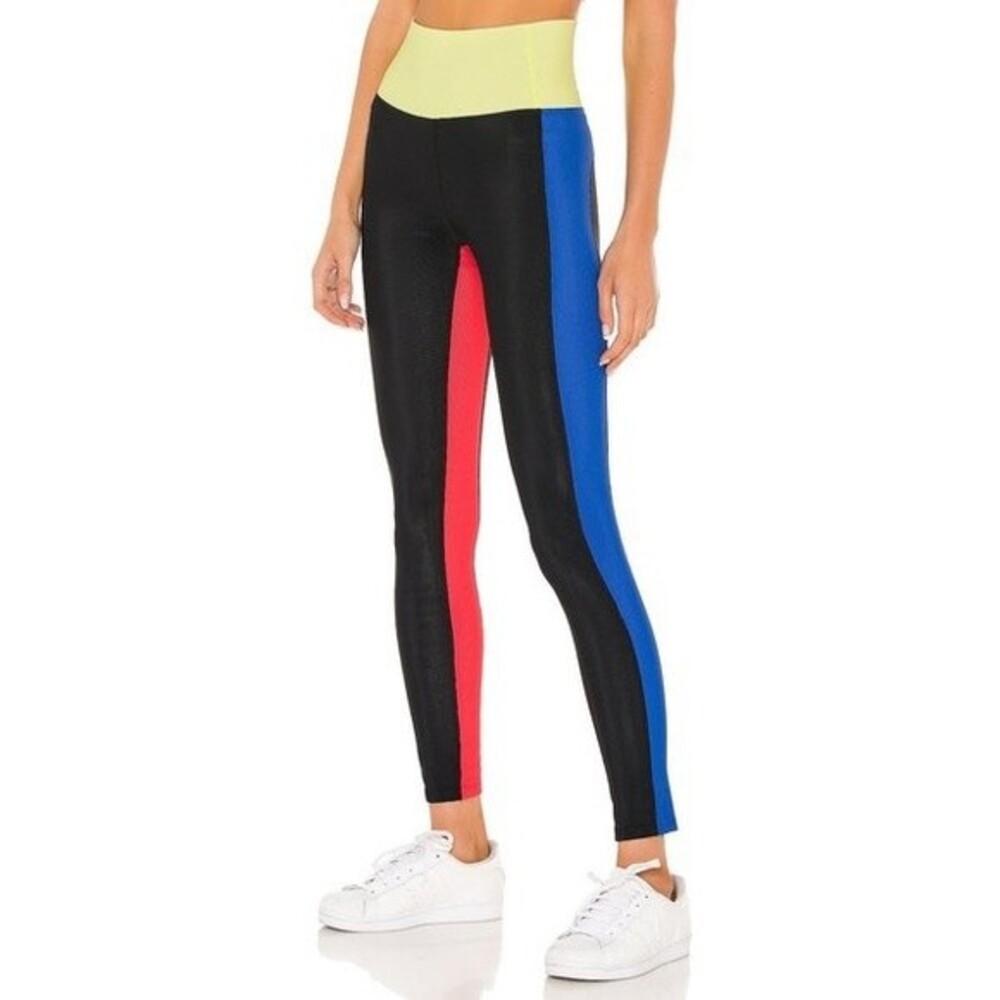 Beach Riot Colorblocked Rib Legging in Black Hibiscus S